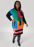 Colorblock Hooded Sweater Dress