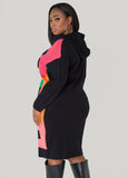 Colorblock Hooded Sweater Dress