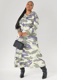Flounced Camo Print Maxi Dress