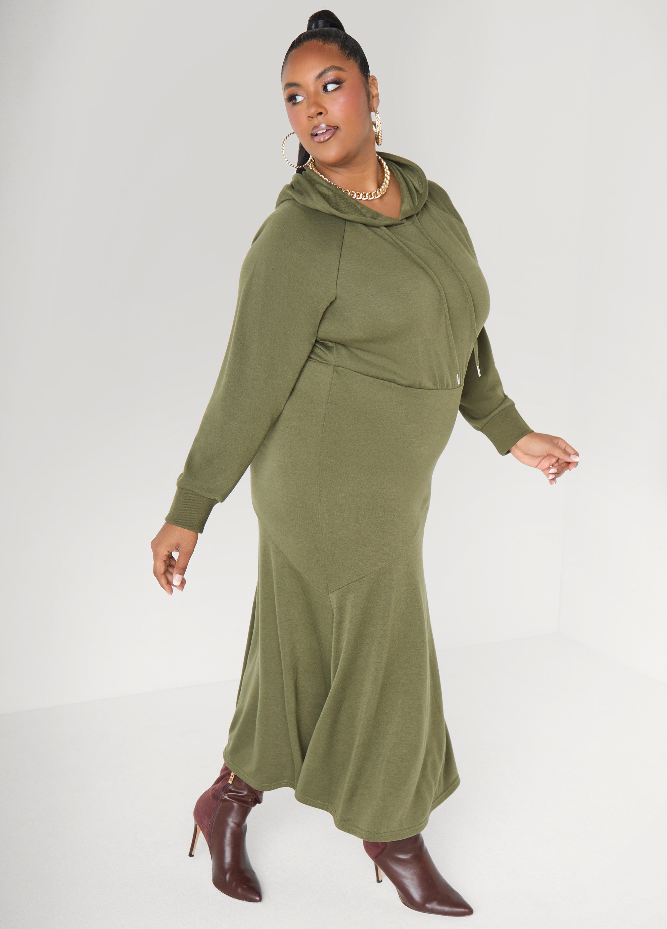 Plus Size Terry Dress T Shirt Casual Dress Sweatshirt Maxi Dress