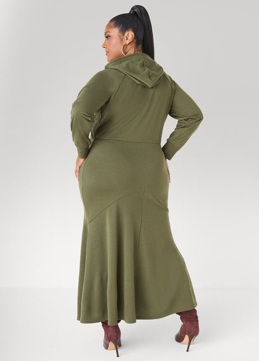 Flounced French Terry Maxi Dress