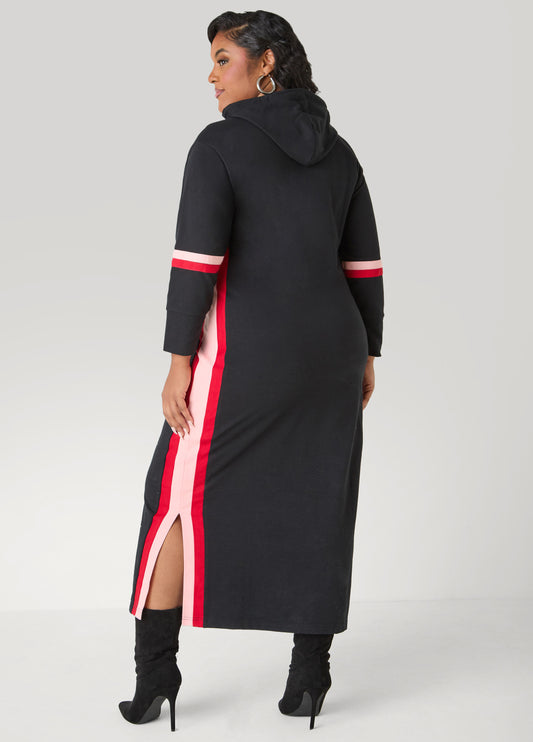 Striped Maxi Hooded Dress