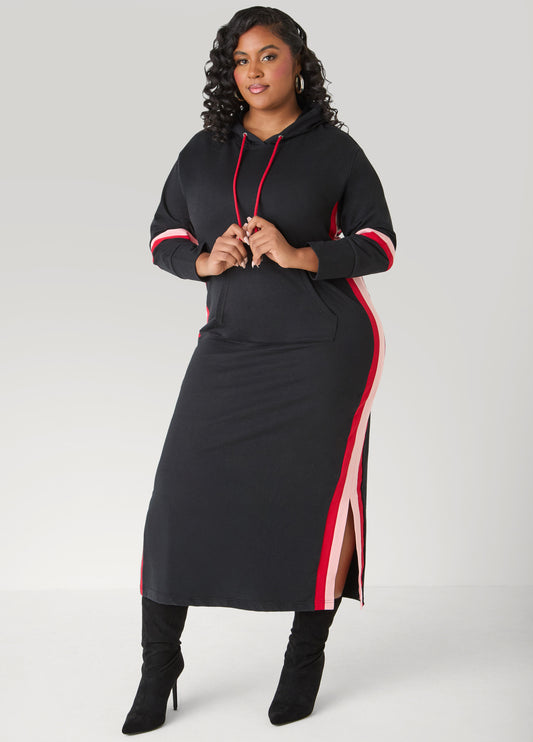 Striped Maxi Hooded Dress