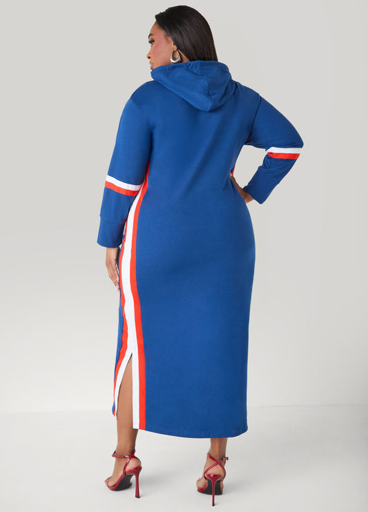 Striped Maxi Hooded Dress