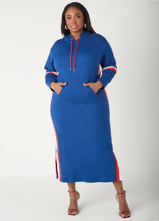 Striped Maxi Hooded Dress