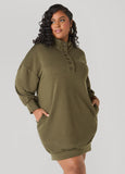 Button Front Sweatshirt Dress