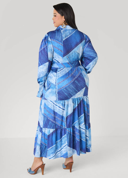 Tall Patchwork Denim Print Maxi Dress Ashley Stewart Tall Patchwork Denim Print Maxi Dress Ashley Stewart
