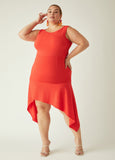 Asymmetric Flounced Sheath Dress