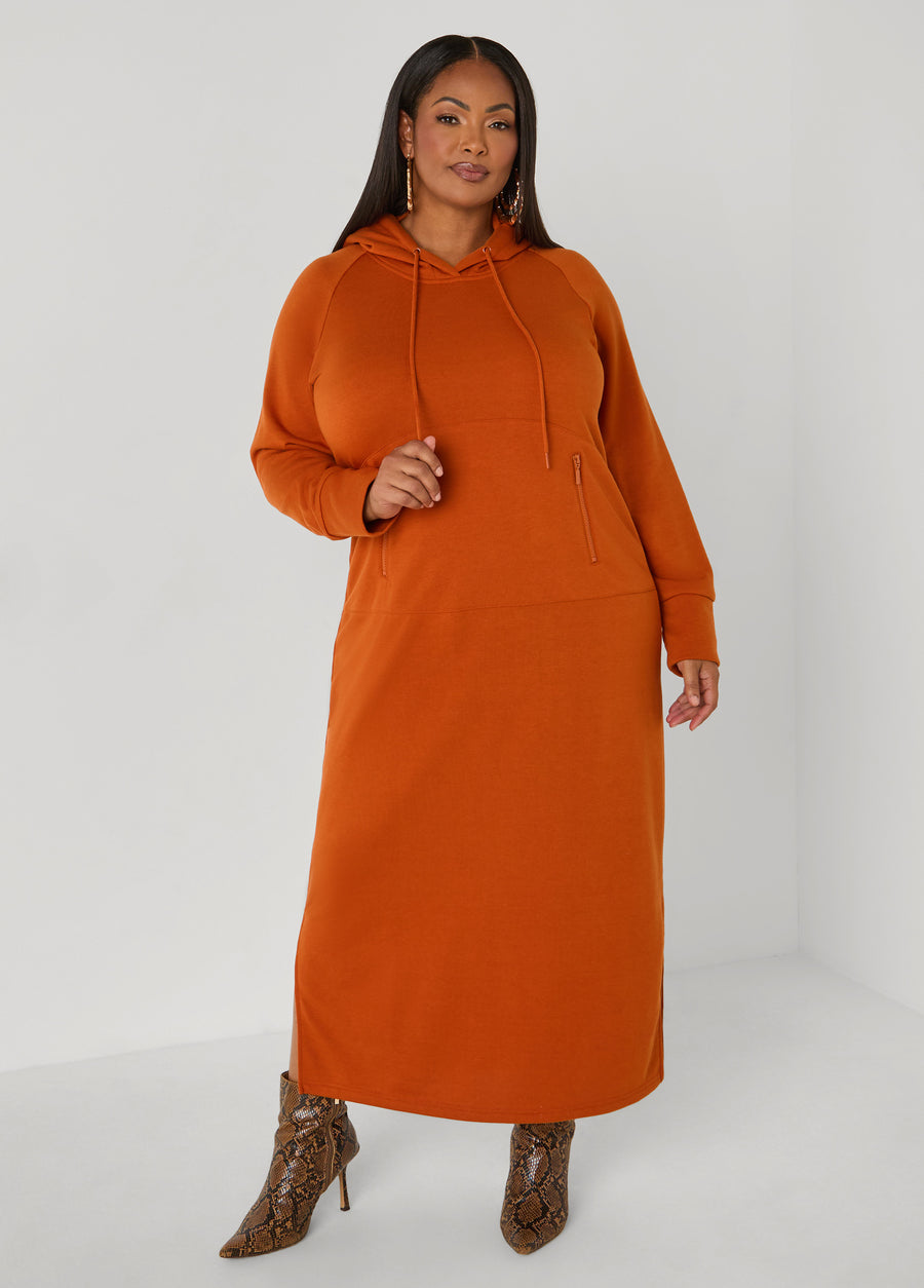 Hooded French Terry Maxi Dress