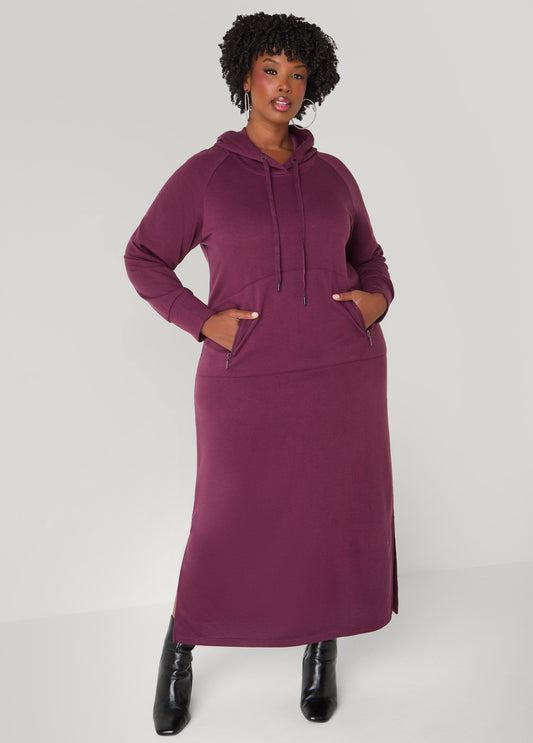Plus Sizxe Hooded French Terry Maxi Dress