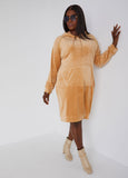 Lurex™ Trimmed Hooded Velour Dress