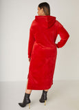 Hooded Velour Hi Low Dress