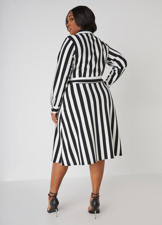 Striped A Line Shirtdress