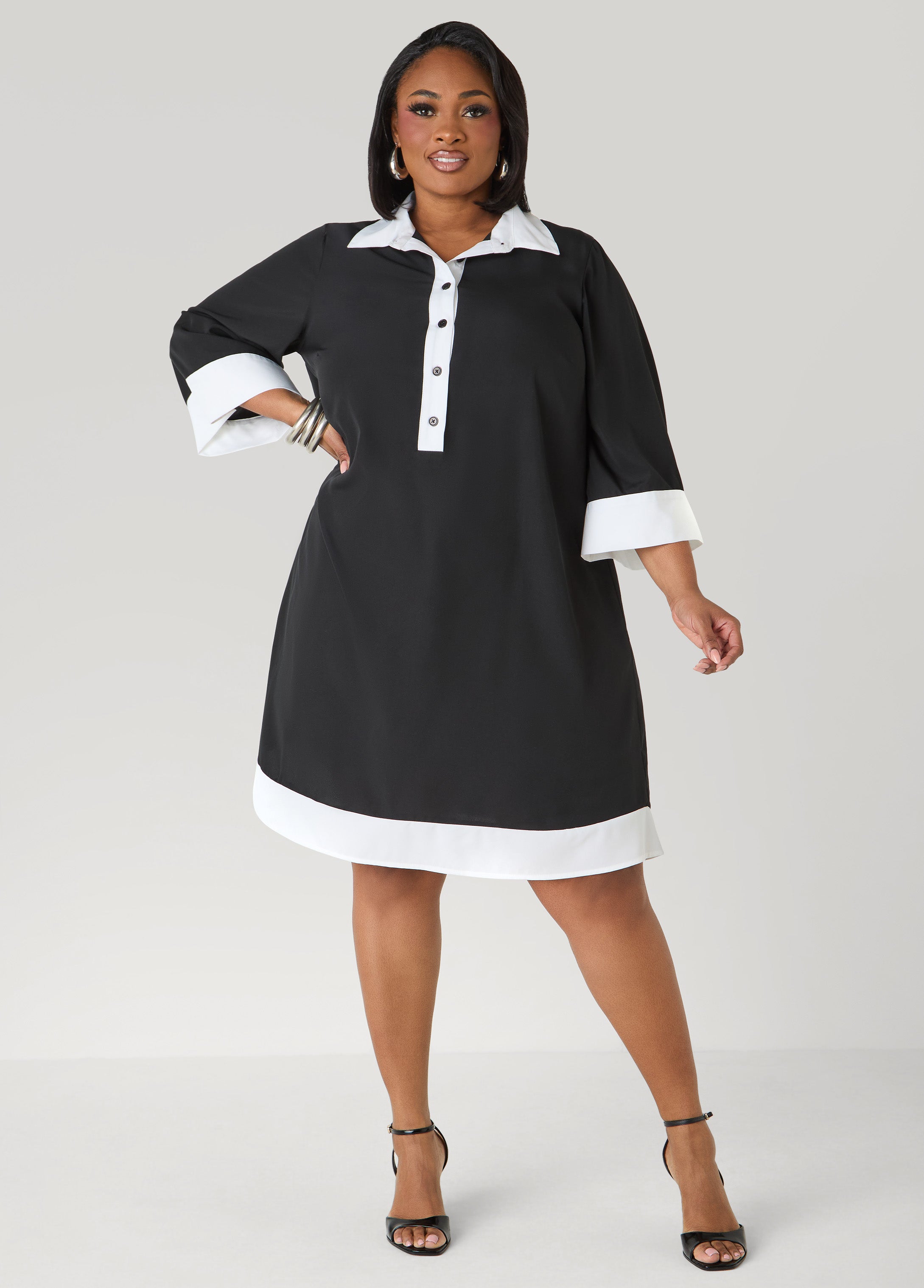Two Tone Swing Shirtdress