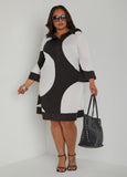Buttoned Circle Print Shirtdress