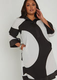 Buttoned Circle Print Shirtdress