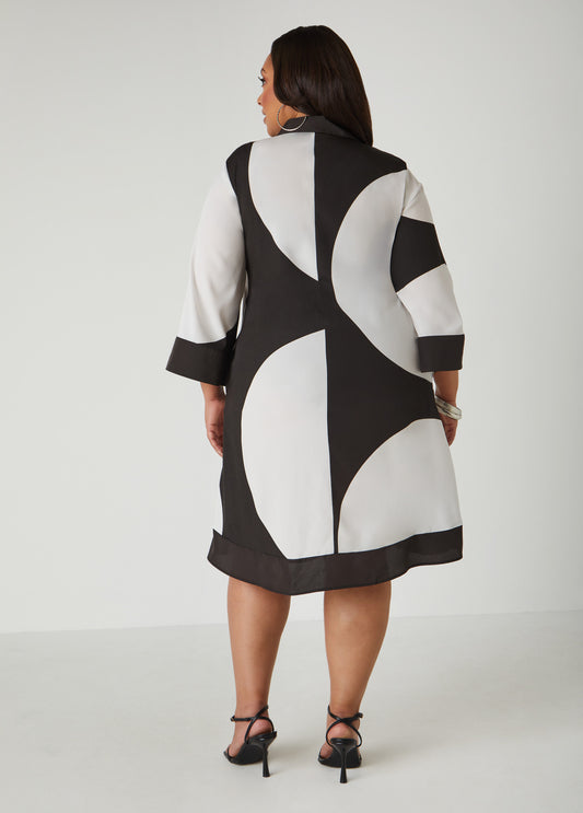 Buttoned Circle Print Shirtdress