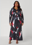 Plus Size Cutout Abstract Print Maxi Dress