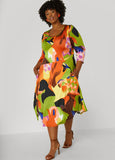 Watercolor A Line Midi Dress