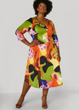 Watercolor A Line Midi Dress