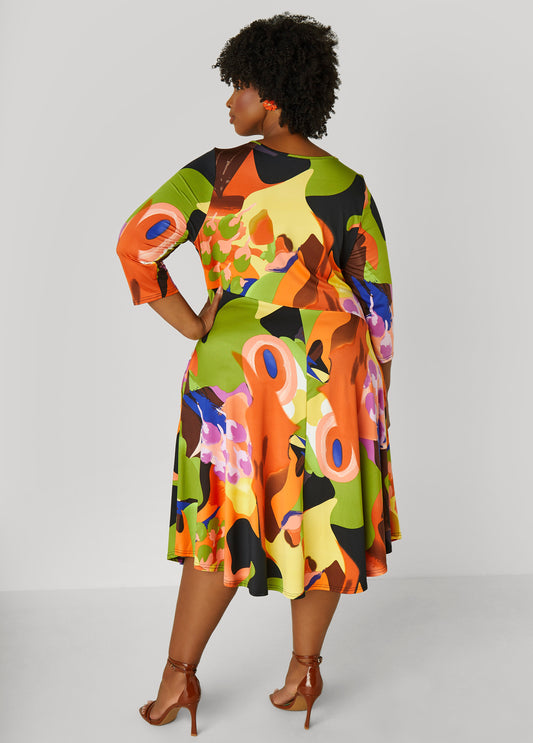Watercolor A Line Midi Dress