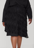 Fringed Faux Wrap Dress