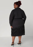 Fringed Faux Wrap Dress