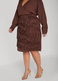 Fringed Faux Wrap Dress