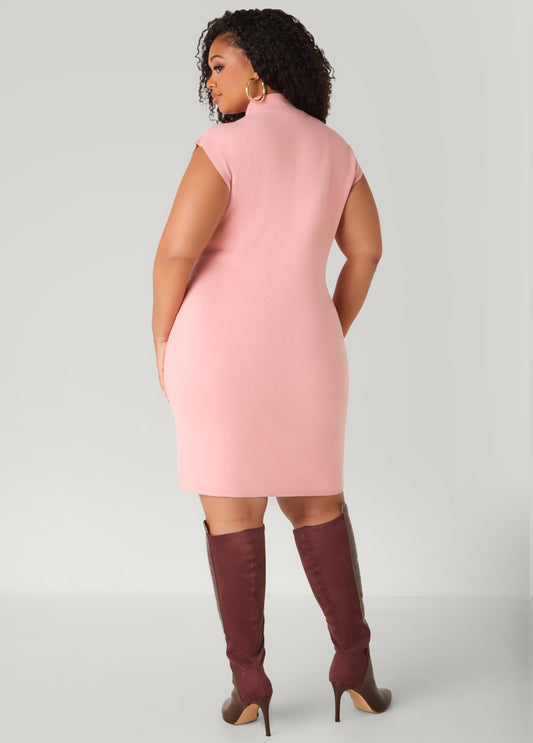 Mock Neck Bodycon Sweater Dress