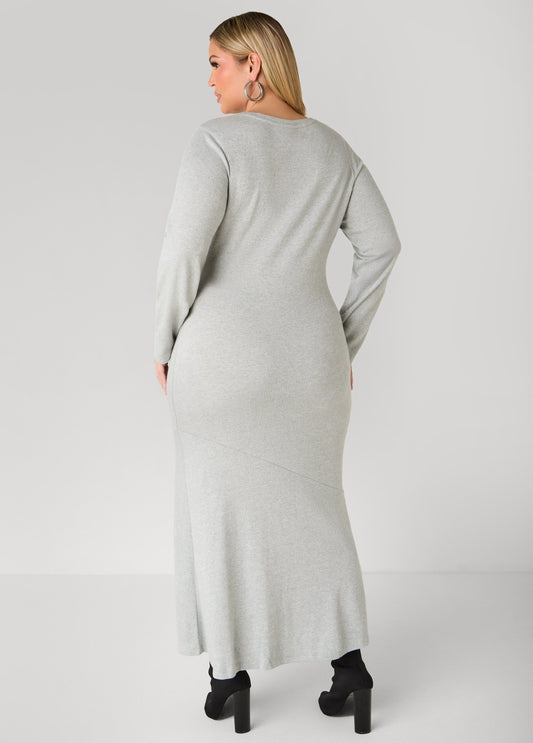 Gathered Marled T Shirt Maxi Dress
