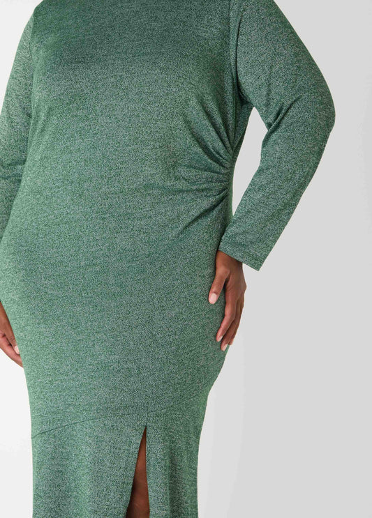 Gathered Marled T Shirt Maxi Dress