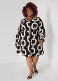Plus Size Chain Link Print Fit Flare Dress Plus Size Linen Dress