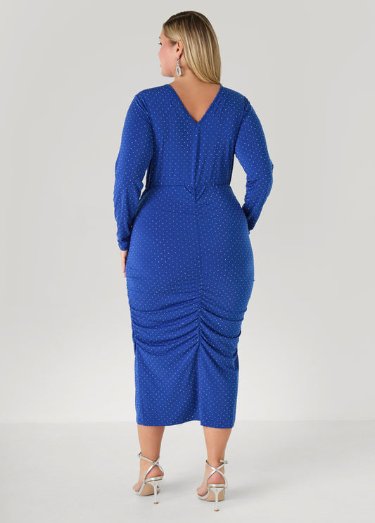 Studded Faux Wrap Bodycon Dress