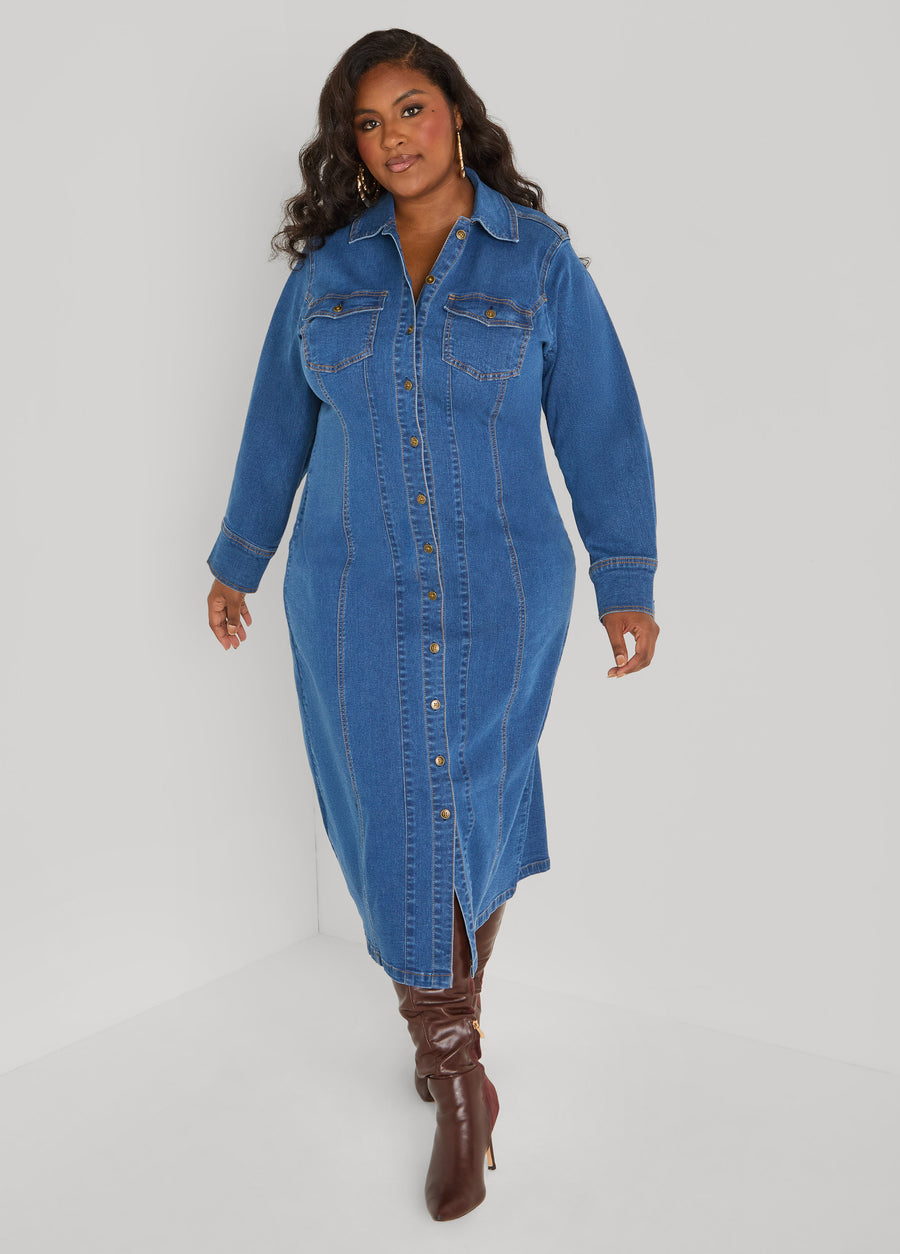 Midaxi Denim Shirtdress