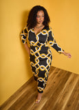 Plus Size link print wrap dress black maxi wrap dress knit dress