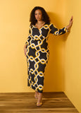 Plus Size link print wrap dress black maxi wrap dress knit dress