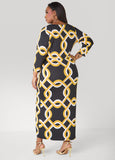 Chain Link Print Faux Wrap Dress