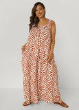 Leaf Print Wide Leg Jumpsuit