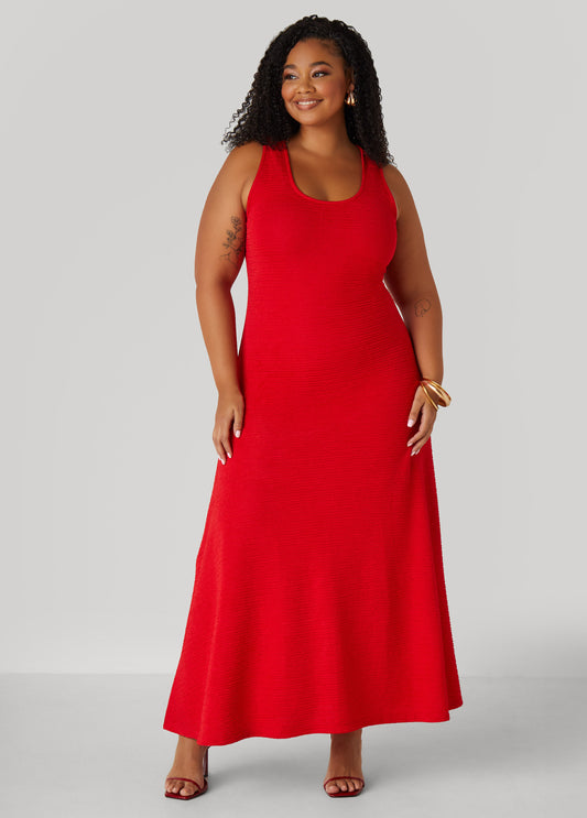 Plus Size Textured Open Back Maxi Dress