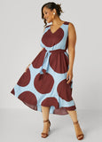 Belted Polka Dot Midi Dress