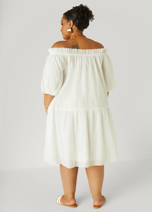 Off The Shoulder Gauze Dress