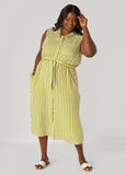 Striped Button Front Shirtdress