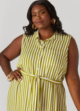 Striped Button Front Shirtdress