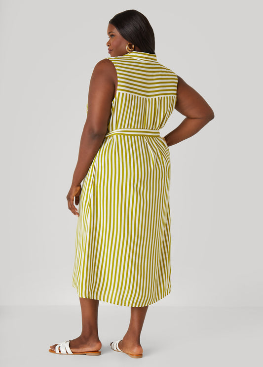 Striped Button Front Shirtdress