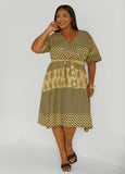 Faux Wrap Printed Cotton Dress