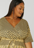 Faux Wrap Printed Cotton Dress