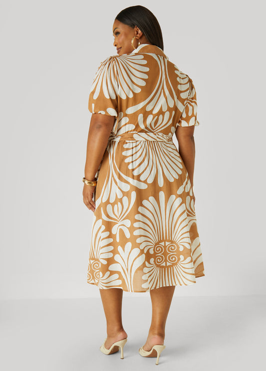 Swirl Print Midaxi Shirtdress