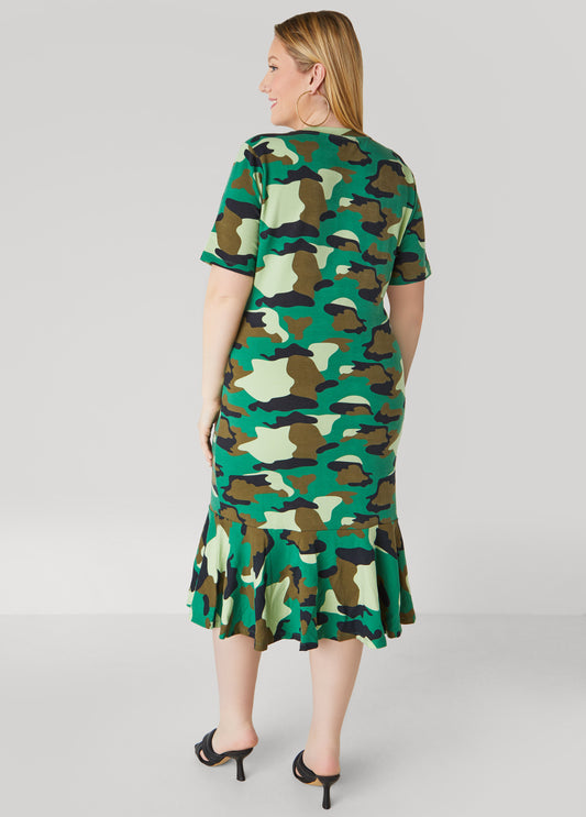 Heart Camo Print T Shirt Dress
