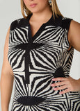 V Neck Intarsia Sweater Dress