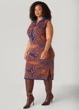 V Neck Intarsia Sweater Dress